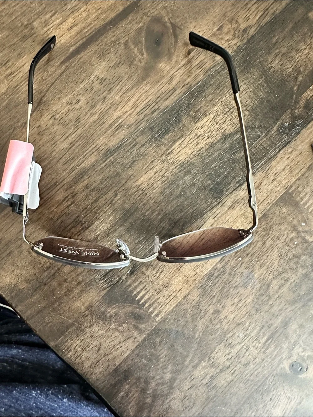 NWT Nine West Women’s 57mm Silver Semi Rimless Rectangle Sunglasses Smoke Lens